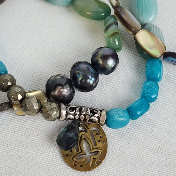 ✨ Silpada Blue Beaded Bracelet Set - Set of 3 - Picture 4 of 7